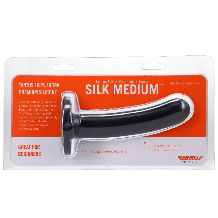 Tantus Silk Medium Silicone Dildo Black Anal Tantus Silk Medium Silicone Dildo Black Anal