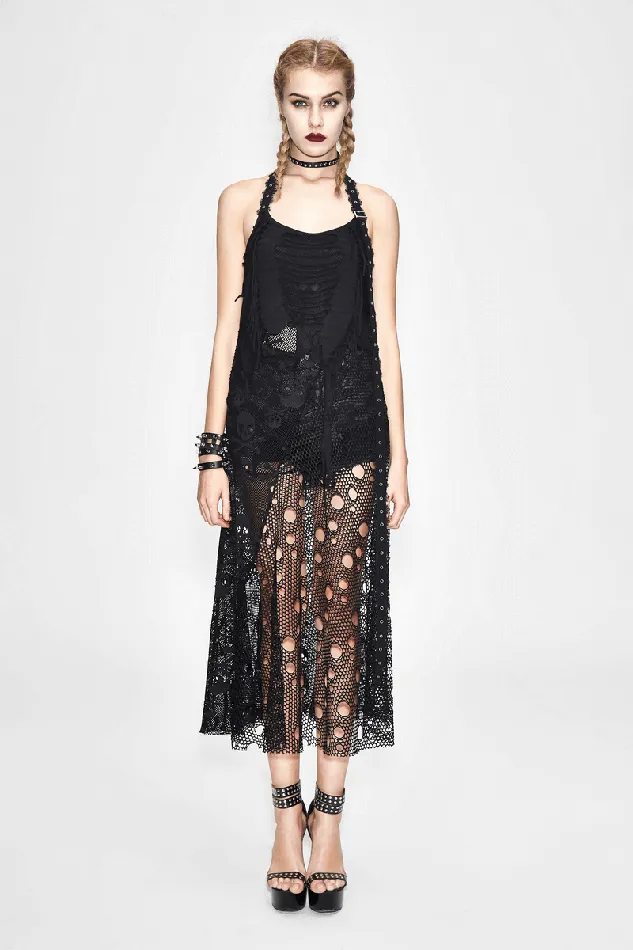 Male Sex Toys EVEs SECRETS Gothic Style Maxi Dress with Skull Pattern And Belt