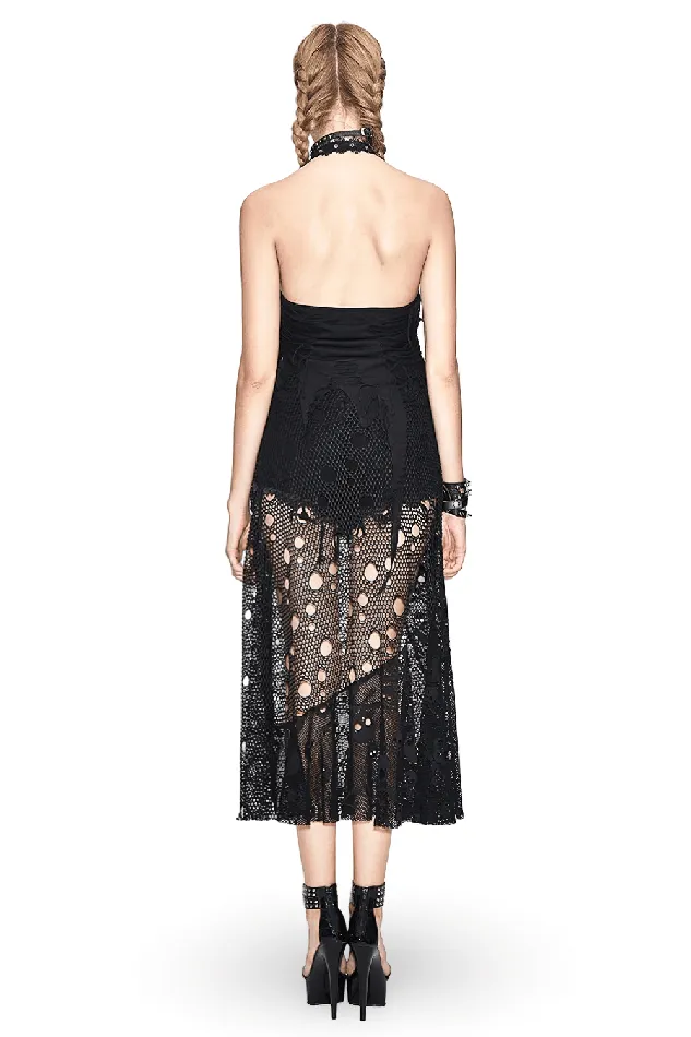 Male Sex Toys EVEs SECRETS Gothic Style Maxi Dress with Skull Pattern And Belt