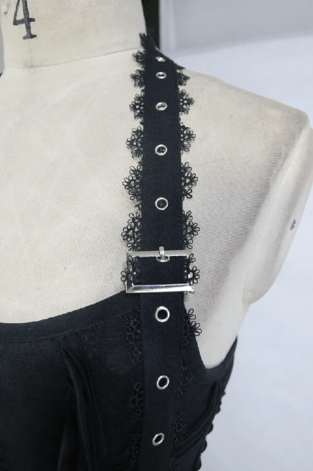 Male Sex Toys EVEs SECRETS Gothic Style Maxi Dress with Skull Pattern And Belt