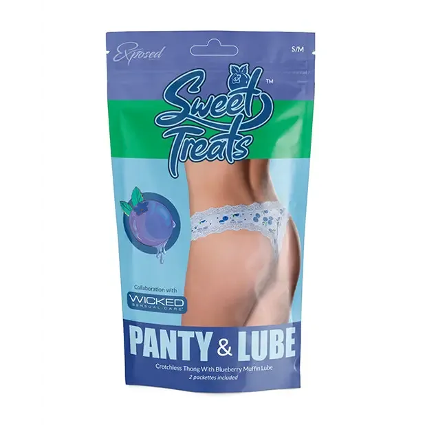 Vibrators Magic Silk Magic Silk Sweet Treats Crotchless Thong with Lube Blueberry SM Vibrators Magic Silk Magic Silk Sweet Treats Crotchless Thong with Lube Blueberry SM