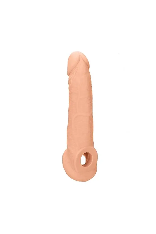 Shots Toys Male Sex Toys Shots Toys RealRock 9 Penis Sleeve with Ball Strap Beige Shots Toys Male Sex Toys Shots Toys RealRock 9 Penis Sleeve with Ball Strap Beige
