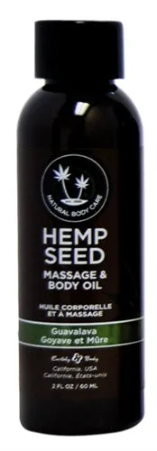 Couples Earthly Body Hemp Seed Massage and Body Oil Guavalava 2 Fl Oz 60ml