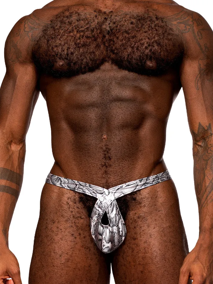 Snaked Criss Cross Thong LargexLarge Silverblack Male Power Anal
