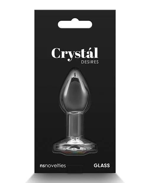 Ns Novelties INC Anal Crystal Desires Glass Round Gem Butt Plug Rainbow
