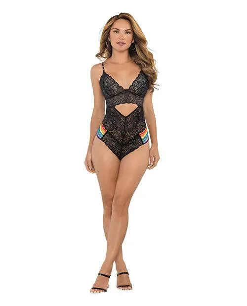 Pride Lace Teddy Wrainbow Side Straps Black Escante INC Anal