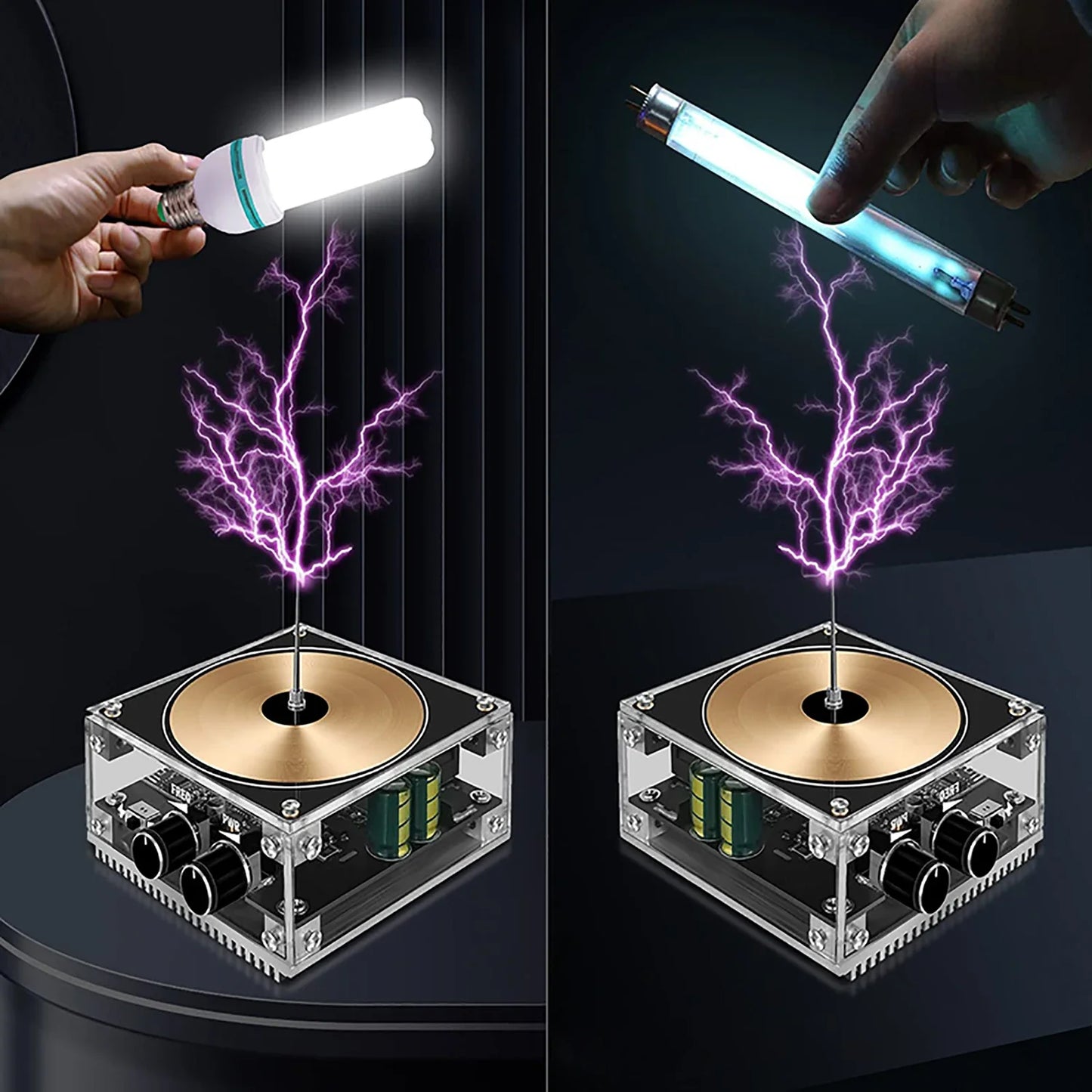 Bluetooth Musical Tesla Coil, Touchable Artificial Lightning Spark Gap Arc Generator Science Teaching Experiment Model