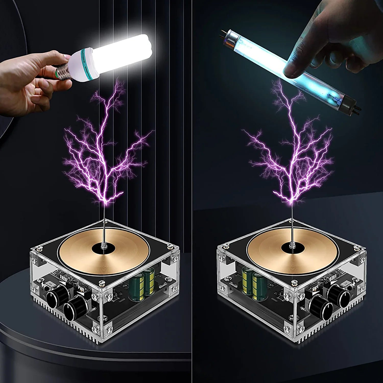 Bluetooth Musical Tesla Coil, Touchable Artificial Lightning Spark Gap Arc Generator Science Teaching Experiment Model
