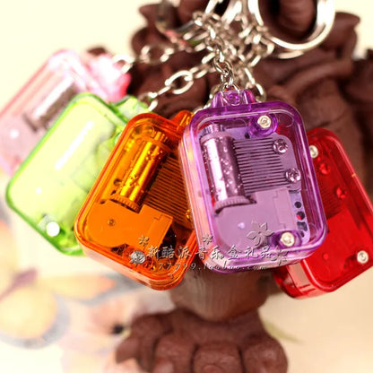 Creative Music Keychain Megaphone Music Box Music Box Mini Color Mechanical Metal Clockwork Music Box with Screws Keychain
