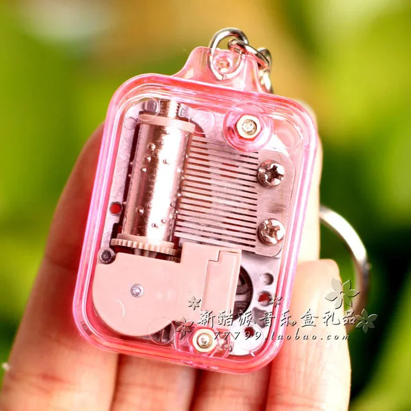 Creative Music Keychain Megaphone Music Box Music Box Mini Color Mechanical Metal Clockwork Music Box with Screws Keychain