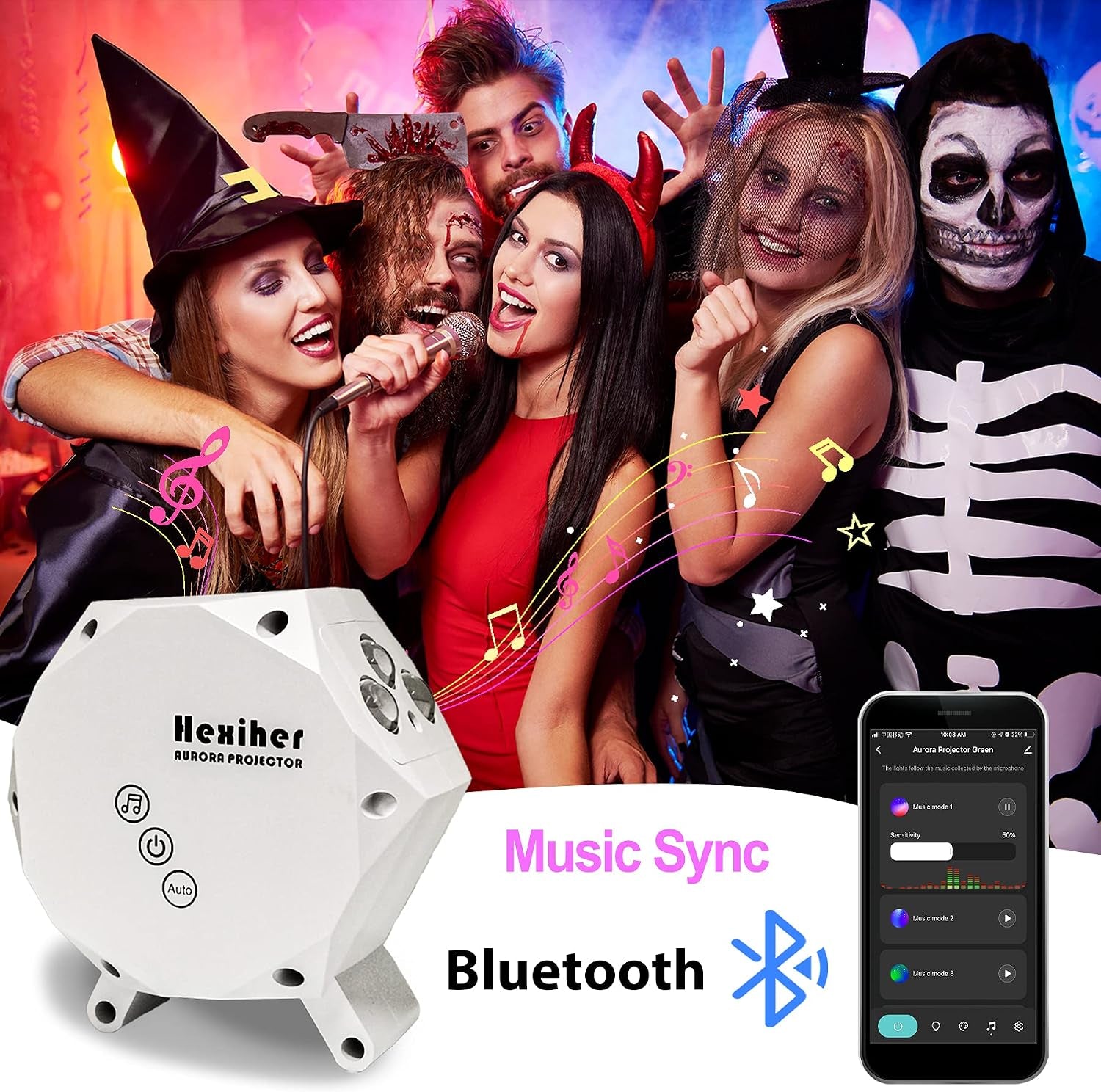 Galaxy Star Night Light Projector 2.0 Green Star,Northern Lights Aurora Projector with Bluetooth Speaker,App Control,Compatible with Alexa Google Home,Ceiling Skylight for Bedroom,Party Decor