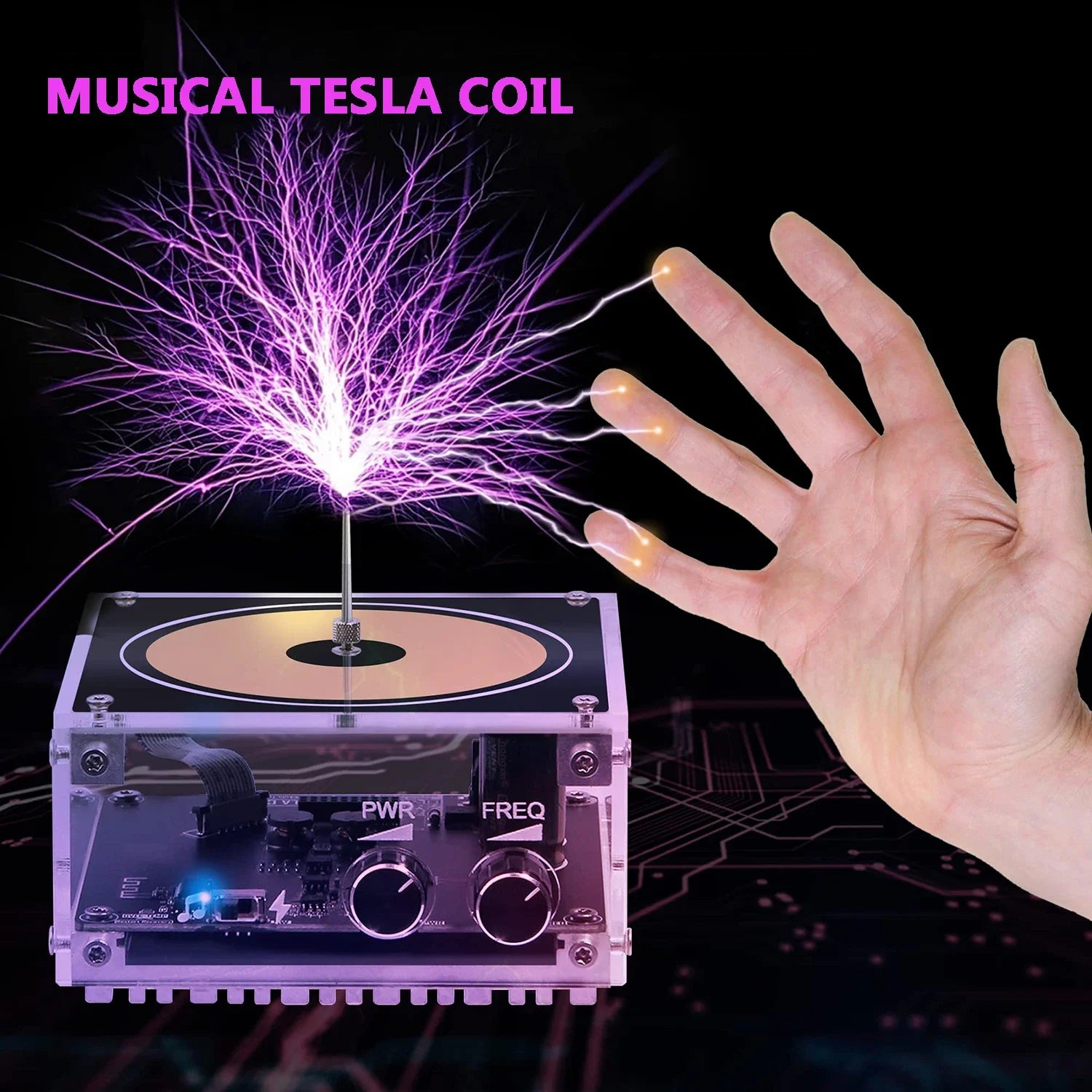 Bluetooth Musical Tesla Coil, Touchable Artificial Lightning Spark Gap Arc Generator Science Teaching Experiment Model