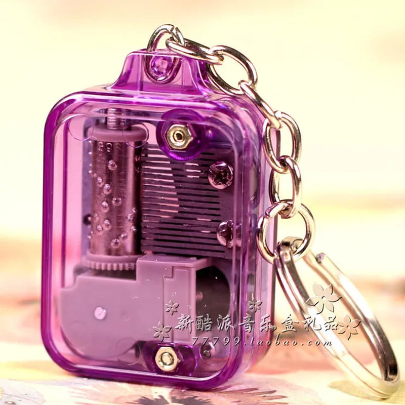 Creative Music Keychain Megaphone Music Box Music Box Mini Color Mechanical Metal Clockwork Music Box with Screws Keychain
