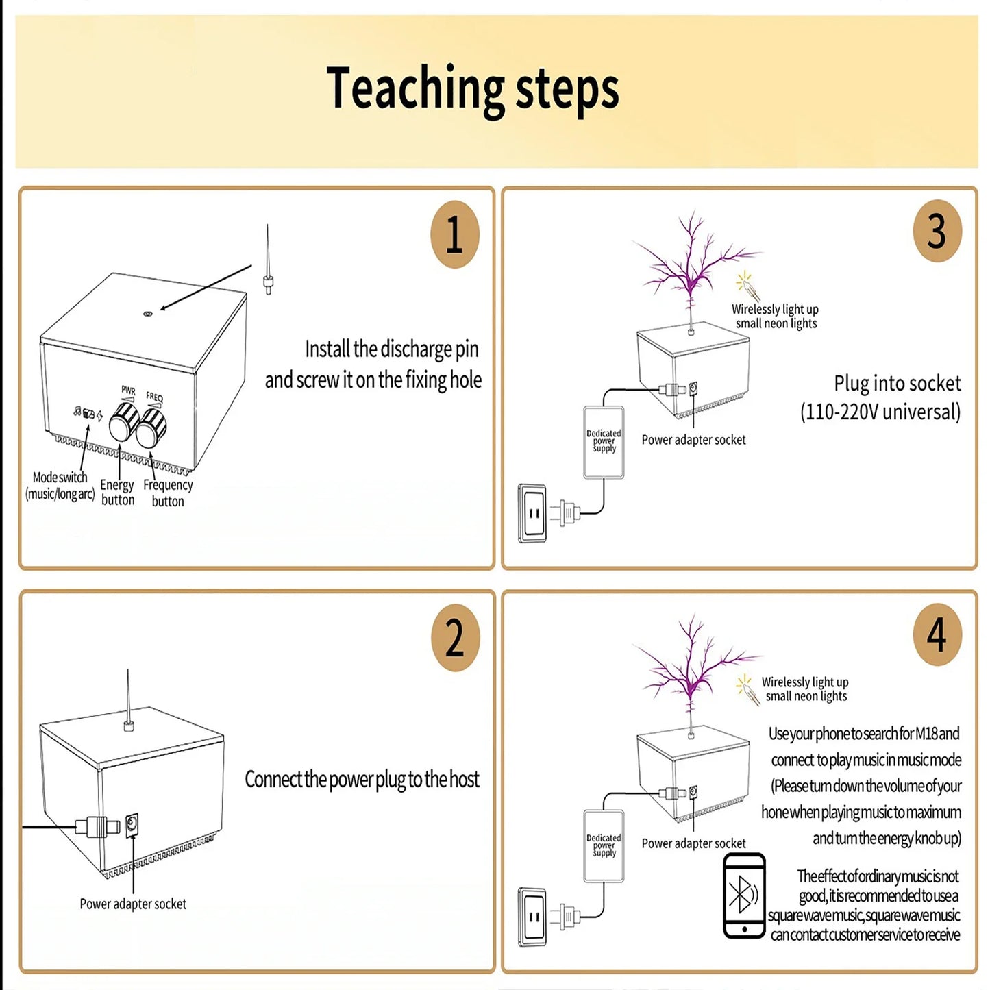 Bluetooth Musical Tesla Coil, Touchable Artificial Lightning Spark Gap Arc Generator Science Teaching Experiment Model