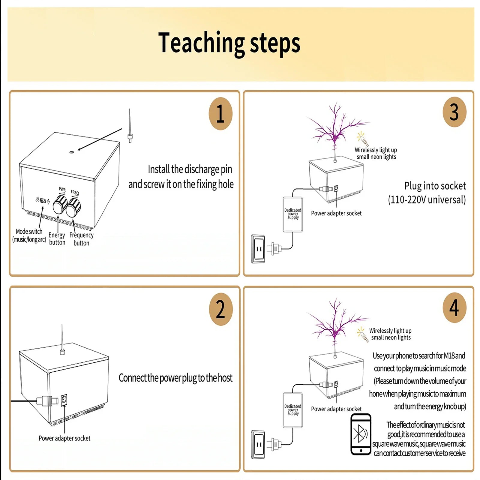 Bluetooth Musical Tesla Coil, Touchable Artificial Lightning Spark Gap Arc Generator Science Teaching Experiment Model