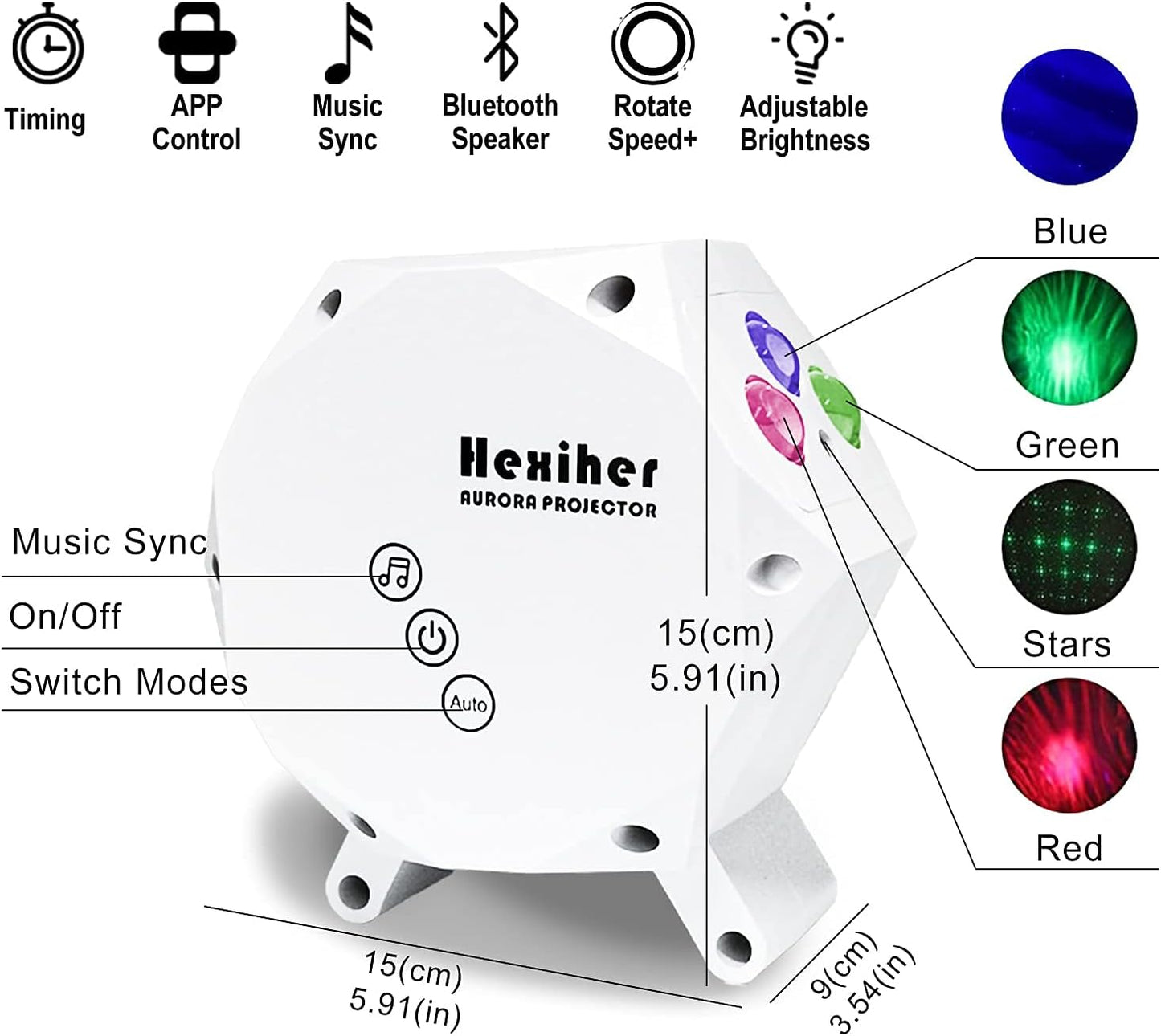 Galaxy Star Night Light Projector 2.0 Green Star,Northern Lights Aurora Projector with Bluetooth Speaker,App Control,Compatible with Alexa Google Home,Ceiling Skylight for Bedroom,Party Decor